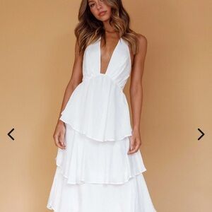 Selfie Leslie White Ruffle Backless Dress